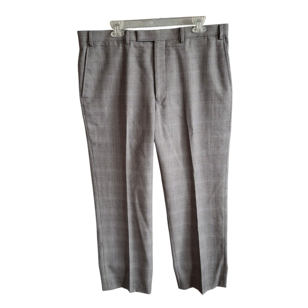 Marks Spencer Sartorial Dress Pants Mens 38x33 (Fit 38x29) Gray Glen Plaid Wool